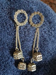 Oxidized Silver Jhumka Earrings