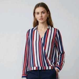 Striped Wrap Blouse