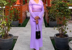 Lavender set : crop top with skirt