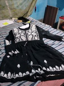 Black Embroidered Anarkali Dress