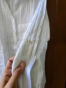 Chic Textured White Oversized Shirt