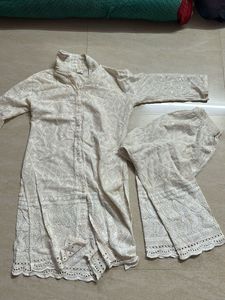 Elegant White Chikankari Kurta Set
