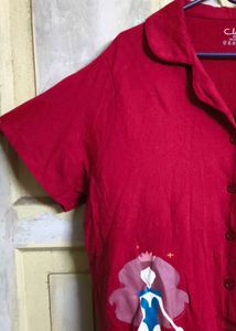 Clovia Maroon Graphic Print Kurta Top