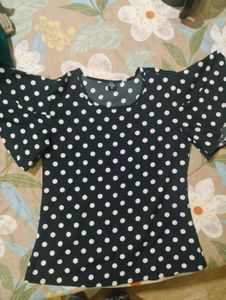 Darzi Women’s Black Polka Dot Top – Size M