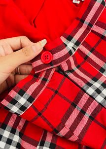 Red Plaid Pleated Skirt