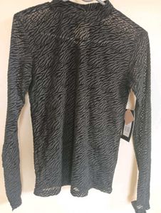 Chic Zebra Print Mock Neck Top