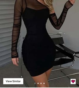 Chic Black Mesh Sleeve Bodycon Dress
