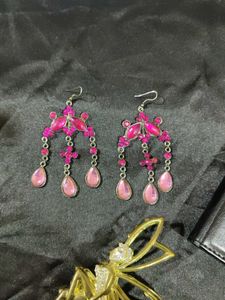 Pink Long Earrings Pair