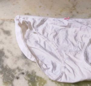 White Cotton Briefs with Pink Bow