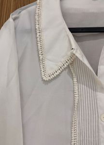 Sheer off White shirt with lace Detailing