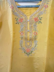 Yellow Embroidered Kurta Set with Dupatta