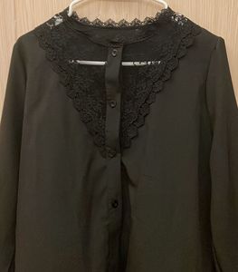 Elegant Black Lace Detail Top