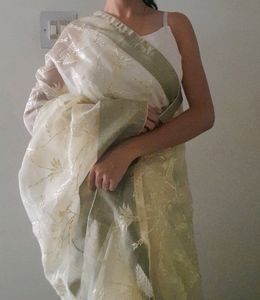 Lime Green Organza Saree💖