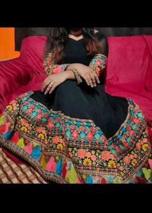 Embroidered Black Gown