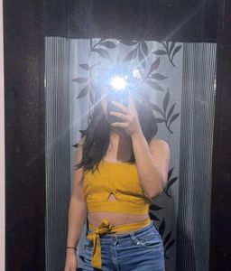 Yellow Crop Top with Tie Detail