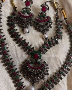 Oxidised Ethnic Indian Necklace and Earring Set