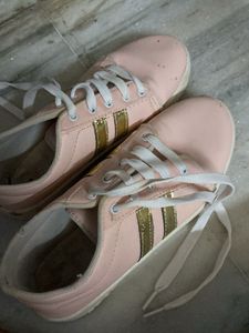 Pink & Gold Accent Sneakers