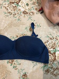 Navy Blue Padded Strapless Bra- 38 B