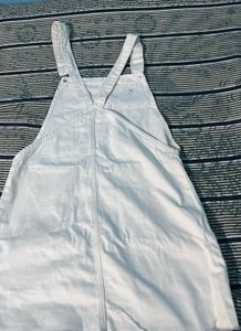 White Embroidered Denim Pinafore Dress