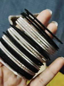 Bangles Black And Silver Colour