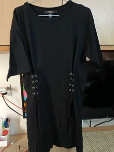 Forever 21 Black Lace-Up Tunic Top