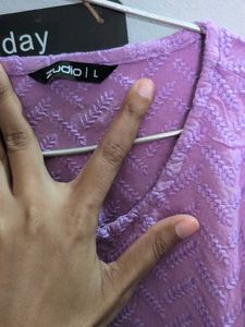 Lavender Textured Kurta