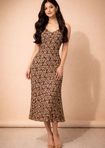 Vintage Print Maxi Dress