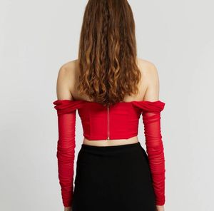 Chic Off-Shoulder Mesh corset Top