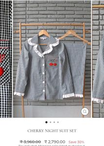 Cute Cherry Gingham Pajama Set