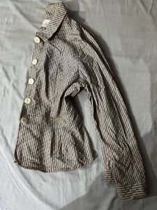 Striped Button-Down Peplum Jacket