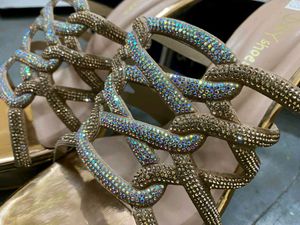 Sparkling Embellished Gold Heels