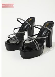 Imported Black Dazzling Rhinestone Heels
