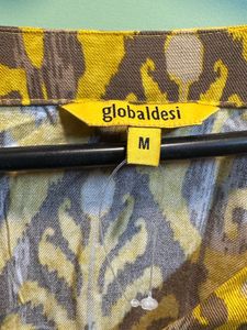 GLOBAL DESIYellow Printed-Graphic Full Length Dres