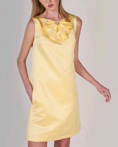 Chic Yellow Satin Dress