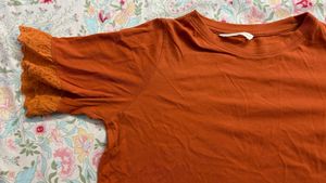 Stylish Rust Ruffle Sleeve Top