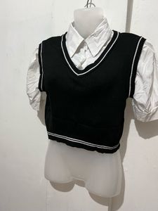Chic Black V-Neck Vest Top