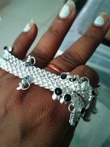 Elegant Silver Anklets with Blue Accents