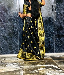 Black & Gold Saree with redy Blouse