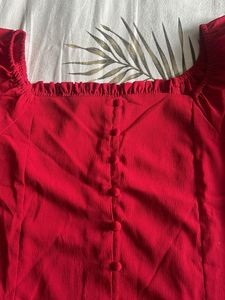 Vibrant Red Peplum Top