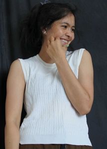 White Sleeveless Cable Knit Top