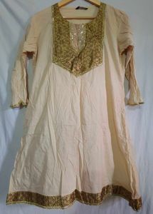 Elegant Cream Kurta with Gold Embellishments
