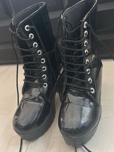Black Platform Chunky Heel Boots