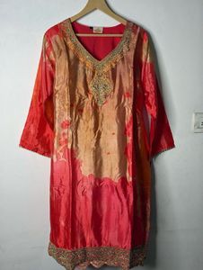 Beautiful Orange &amp; Red Kurta Set