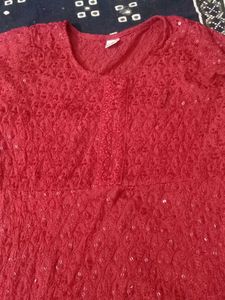 red colour long top