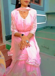 Any One Jewellery Free Baby Pink Three Piece Dress
