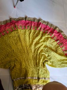 Designer ghagra skirt with lace belt on waist