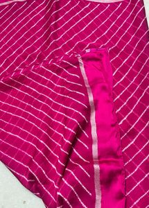 Vibrant Pink Striped Saree