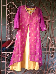 Branded Yellow Kurta With Purple Outer 💜💛💜