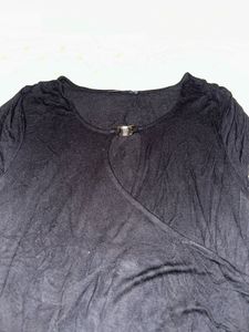 Chic Black Ruched Tunic Top