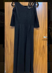 sparkly Chic Black Cold Shoulder Dress